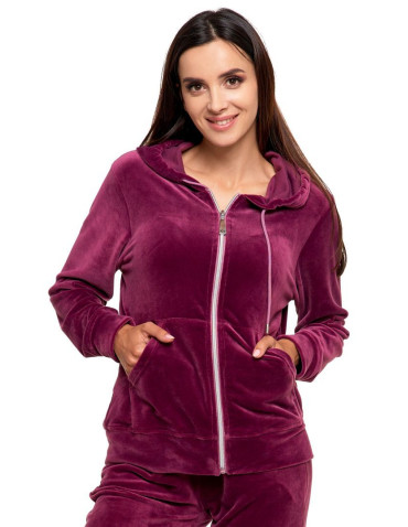 Bluzy - Welurowa bluza damska zapinana na zamek FIOLETOWY - produkt 1