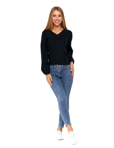 Spodnie - Jeansy spodnie damskie skinny z wysokim stanem NIEBIESKI - produkt 1