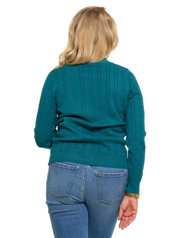 Swetry - Sweter damski rozpinany wiskozowy ZIELONY - produkt 3