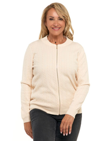 Swetry - Sweter damski rozpinany wiskozowy BEŻOWY - produkt 1