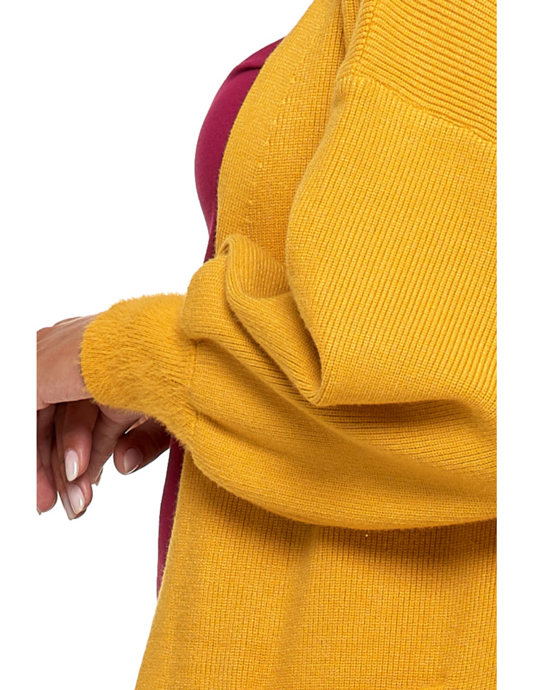 Swetry - Długi sweter damski kardigan z luźnymi rękawami ŻÓŁTY - produkt moraj.pl 11