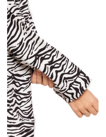 Koszule nocne - Koszula nocna damska wiskozowa z długim rękawem wzór zebra CZARNY - produkt 9