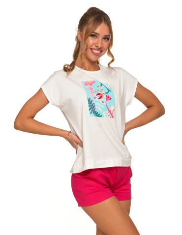 Koszulki i topy - Koszulka damska T-shirt z nadrukiem w kwiaty BIAŁY - produkt 2