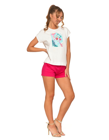 Koszulki i topy - Koszulka damska T-shirt z nadrukiem w kwiaty BIAŁY - produkt 10