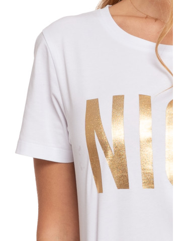 Koszulki i topy - Koszulka T-shirt damski z błyszczącym nadrukiem BIAŁY - produkt 5