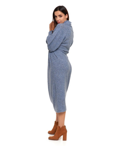 Sukienki - Swetrowa sukienka damska oversize z golfem GRANATOWY - produkt 3