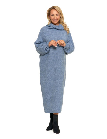 Sukienki - Swetrowa sukienka damska oversize z golfem GRANATOWY - produkt 6