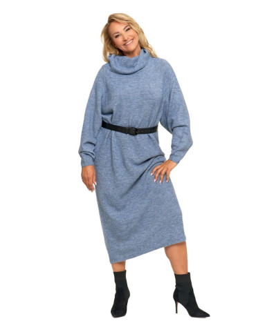 Sukienki - Swetrowa sukienka damska oversize z golfem GRANATOWY - produkt 9