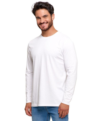 Koszulki, topy, koszule - Longsleeve koszulka męska bawełniana z długim rękawem BIAŁY - produkt 1