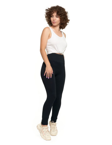 Legginsy - Legginsy damskie z wysokim stanem prążkowane sportowe CZARNY - produkt 8