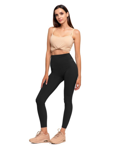 Legginsy - Legginsy damskie sportowe funkcyjne z wysokim stanem CZARNY - produkt 1