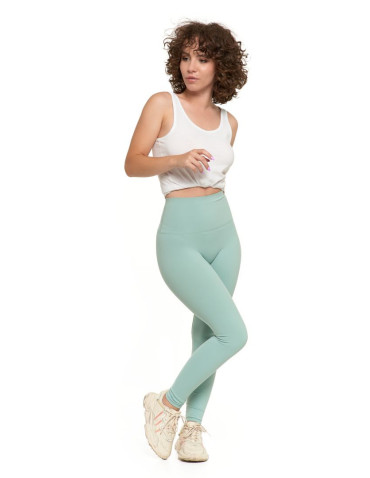 Legginsy - Legginsy damskie sportowe funkcyjne z wysokim stanem Miętowy - produkt 1