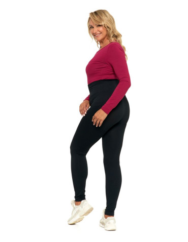 Legginsy - Prążkowane legginsy damskie z wysokim stanem CZARNY - produkt 9