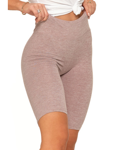 Legginsy - Legginsy damskie wysoki stan typu kolarka peach touch BEŻOWY - produkt 2