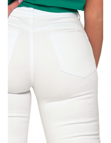 Spodnie - Białe spodnie damskie jeansy skinny push up z wysokim stanem BIAŁY - produkt 8