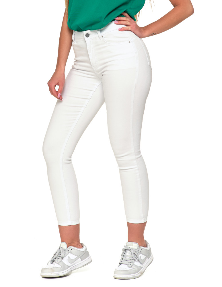 Spodnie - Białe spodnie damskie jeansy skinny push up z wysokim stanem BIAŁY - produkt moraj.pl 11