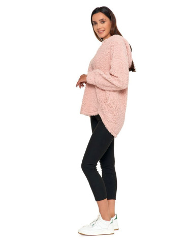 Bluzy - Pluszowa bluza damska z kapturem RÓŻOWY - produkt 5