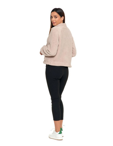 Bluzy - Pluszowa bluza damska sherpa z zamkiem błyskawicznym BEŻOWY - produkt 5