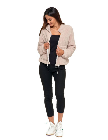 Bluzy - Pluszowa bluza damska sherpa z zamkiem błyskawicznym BEŻOWY - produkt 8