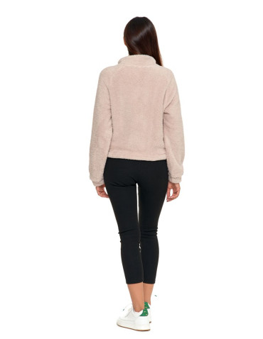 Bluzy - Pluszowa bluza damska sherpa z zamkiem błyskawicznym BEŻOWY - produkt 9