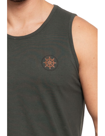 Koszulki, topy, koszule - Koszulka męska Tank-top bawełniana na ramiączkach KHAKI - produkt 2