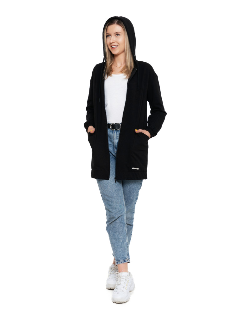 Bluzy - Bluza damska długa z głębokimi kieszeniami CZARNY - produkt moraj.pl 6