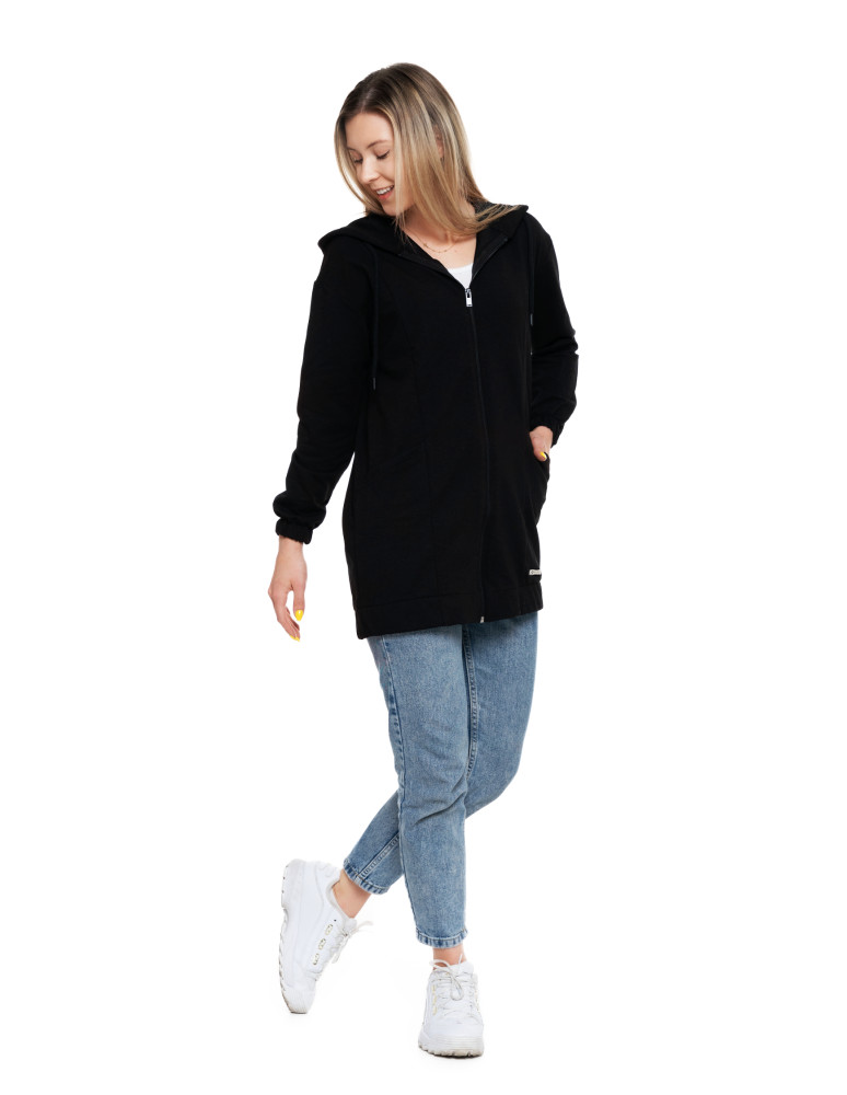 Bluzy - Bluza damska długa z głębokimi kieszeniami CZARNY - produkt moraj.pl 10