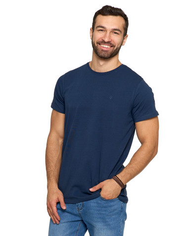 Koszulki, topy, koszule - Koszulka męska T-shirt bawełniana Premium okrągły dekolt GRANATOWY - produkt 4