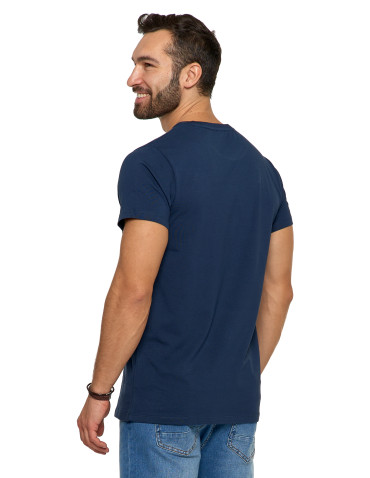 Koszulki, topy, koszule - Koszulka męska T-shirt bawełniana Premium okrągły dekolt GRANATOWY - produkt 3