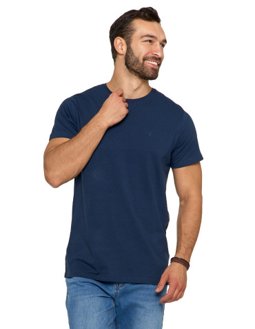 Koszulki, topy, koszule - Koszulka męska T-shirt bawełniana Premium okrągły dekolt GRANATOWY - produkt 5