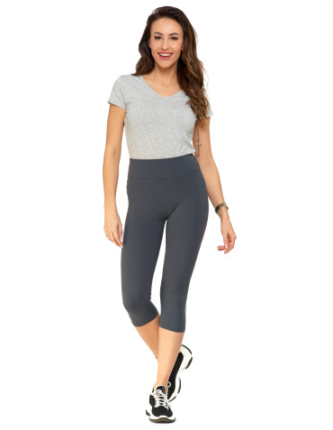 Legginsy - Klasyczne legginsy 3/4 damskie peach touch SZARY - produkt 4