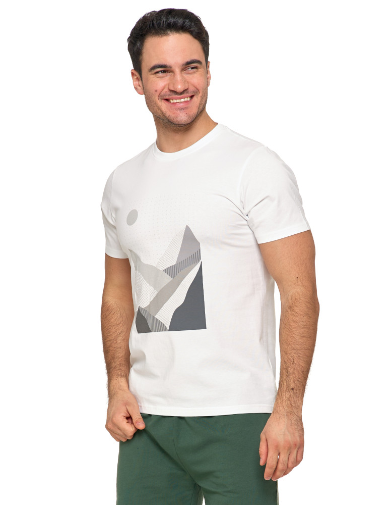 Koszulki, topy, koszule - Biała koszulka męska bawełniana T-shirt z nadrukiem gór BIAŁY - produkt moraj.pl 2