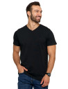 Koszulka męska bawełna Premium T-shirt dekolt w serek CZARNY