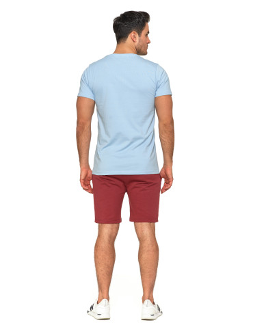 Koszulki, topy, koszule - Koszulka męska bawełna Premium T-shirt dekolt w serek JASNY NIEBIESKI - produkt 5