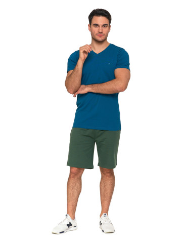 Koszulki, topy, koszule - Koszulka męska bawełna Premium T-shirt dekolt w serek CIEMNY NIEBIESKI - produkt 4