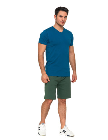 Koszulki, topy, koszule - Koszulka męska bawełna Premium T-shirt dekolt w serek CIEMNY NIEBIESKI - produkt 5