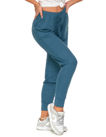 Spodnie - Spodnie damskie dresowe joggery z wysokim stanem dzianinowe ZIELONY - produkt 6