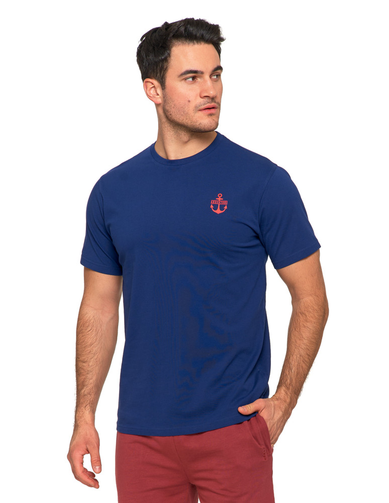 Koszulki, topy, koszule - Koszulka męska T-shirt bawełniany z kotwicą GRANATOWY - produkt moraj.pl 1