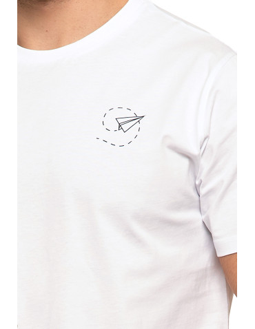 Koszulki, topy, koszule - Koszulka męska bawełniana T-shirt subtelny nadruk BIAŁY - produkt 3