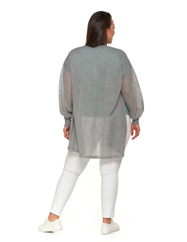 Swetry - Cienki sweter damski wiskozowy kardigan SZARY - produkt 5