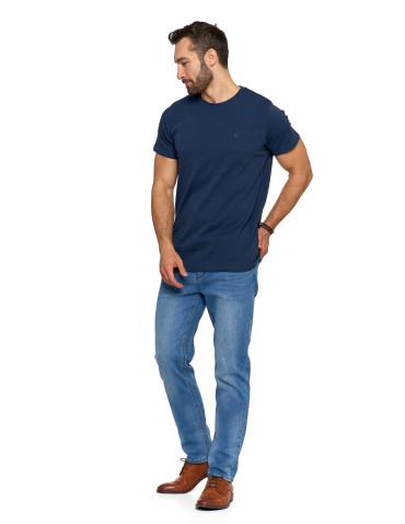 Koszulki, topy, koszule - Koszulka męska t-shirt z bawełny czesanej PREMIUM LINE GRANATOWY - produkt 7