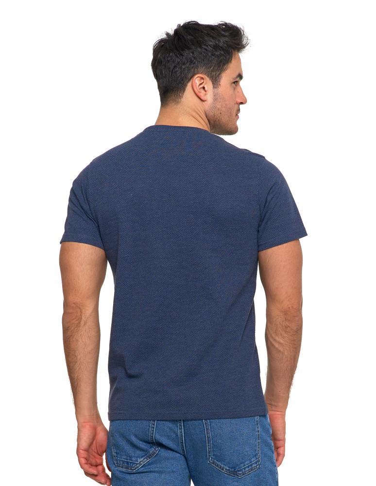 Koszulki, topy, koszule - Koszulka t-shirt męski bawełniany wzór ażurowy NIEBIESKI - produkt moraj.pl 2