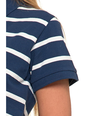 Polo - Koszulka polo damska bawełniana w paski GRANATOWY - produkt 4