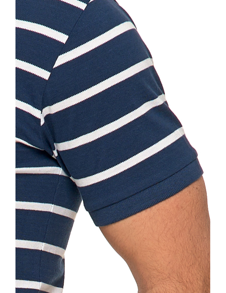 Polo - Koszulka polo męska bawełniana w paski GRANATOWY - produkt moraj.pl 4