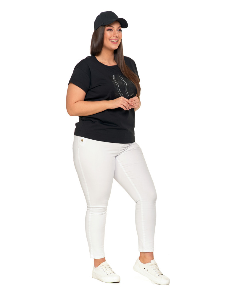 Koszulki i topy - Czarna koszulka damska bawełniana T-shirt z nadrukiem CZARNY - produkt moraj.pl 5