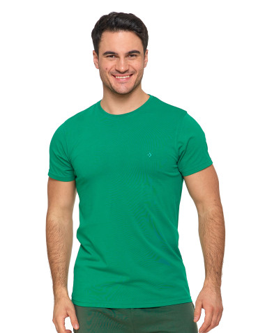 Koszulki, topy, koszule - Koszulka męska T-shirt bawełniana Premium okrągły dekolt ZIELONY - produkt 1