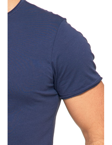 Koszulki, topy, koszule - Klasyczny t-shirt męski 100% bawełna granatowa GRANATOWY - produkt 2