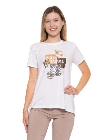 Koszulki i topy - T-shirt damski koszulka stylowa z printem BIAŁY - produkt 1