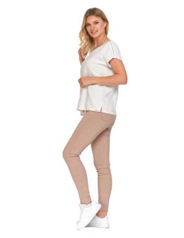 Spodnie - Spodnie wiskozowe damskie eleganckie BEŻOWY - produkt 3