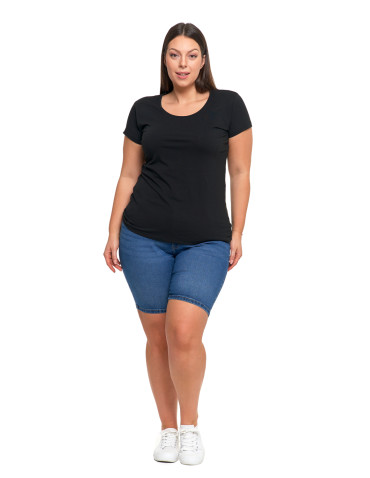 Koszulki i topy - T-shirt damski z okrągłym dekoltem plus size CZARNY - produkt 5